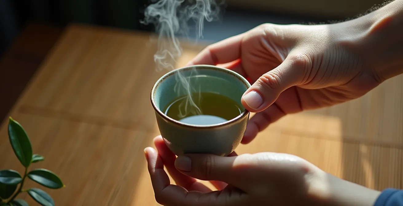 Échange de thé lors d'une cérémonie traditionnelle vietnamienne